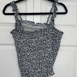 Old Navy Black and White Smocked Camisole